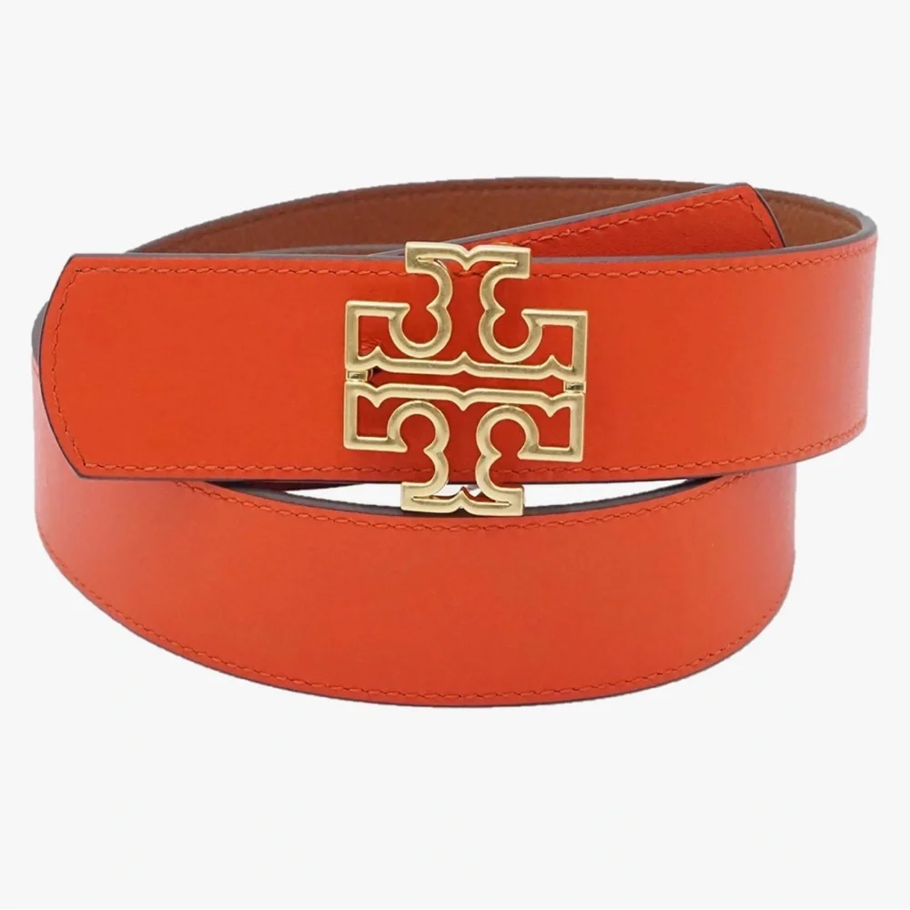 NWOT Tory Burch Logo Classic Tan/Orange‎ Reversible Belt